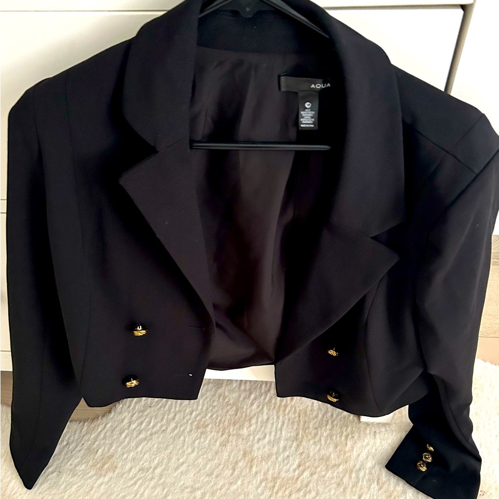 Aqua cropped blazer